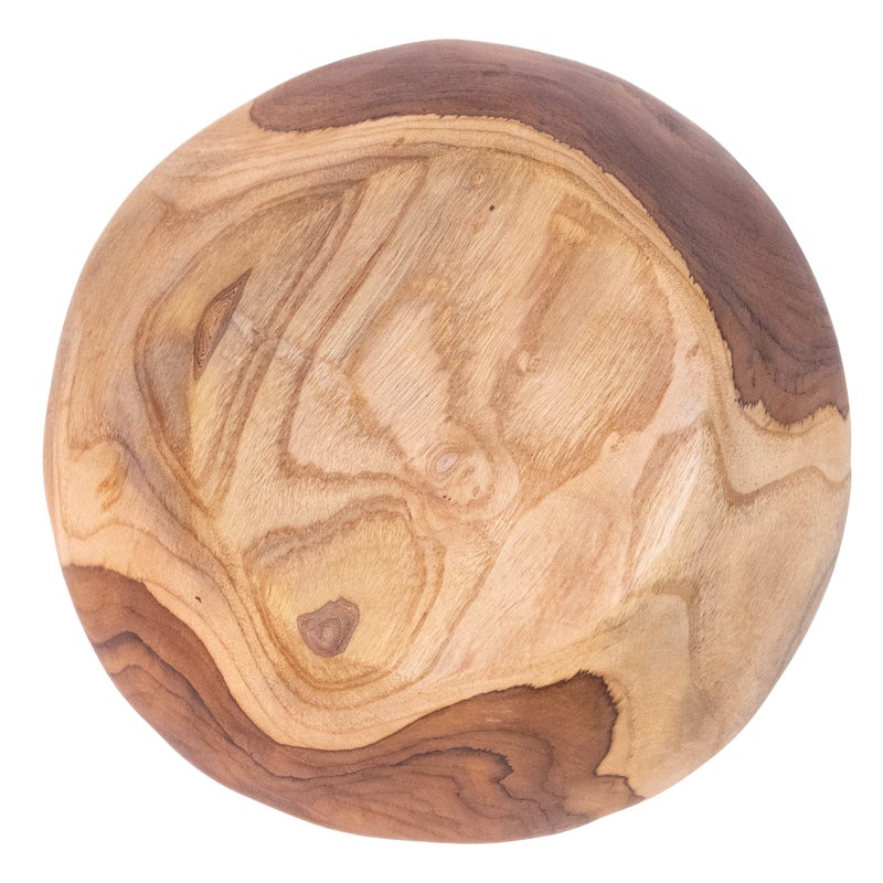ANDALUCA 9 Inch Teak Wood Hand Carved Rustic Organic Bowl Small (9"-10" Diameter) - Image 3